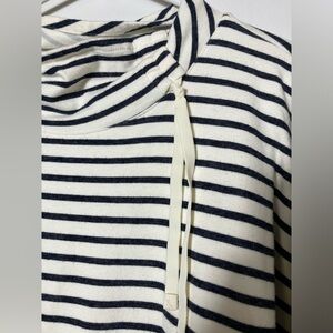 Talbots Black and White Striped Cowl Neck Sweater